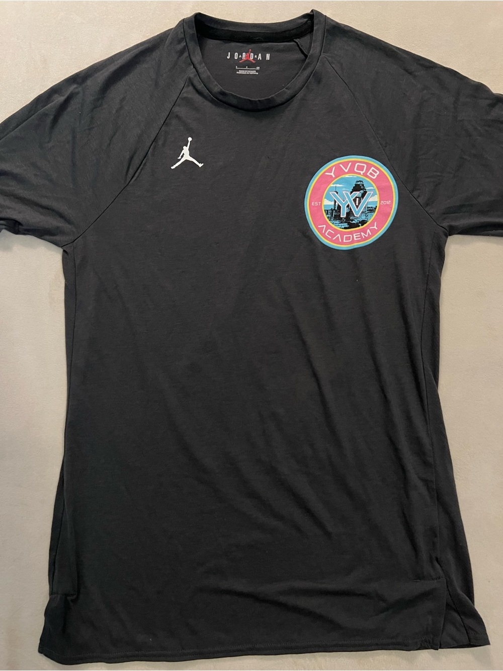 Jordan Men’s Black Short-Sleeve Logo Tee - VYQB Academy Patch